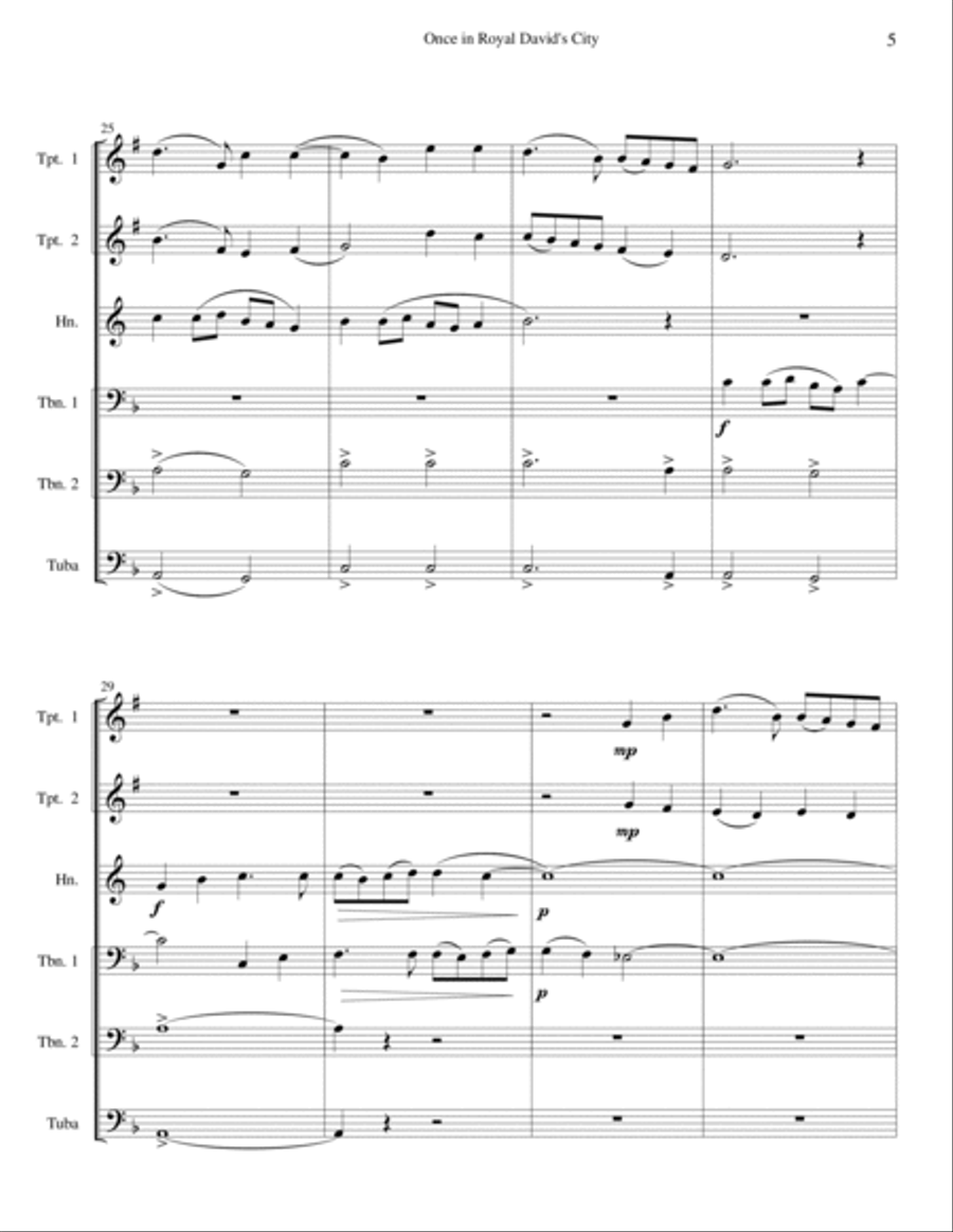 Once in Royal David's City - Brass Sextet Brass Ensemble scores gallery preview page 5