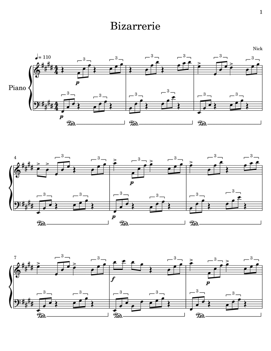 Bizarrerie Bizarrerie Piano Solo scores gallery preview page 1