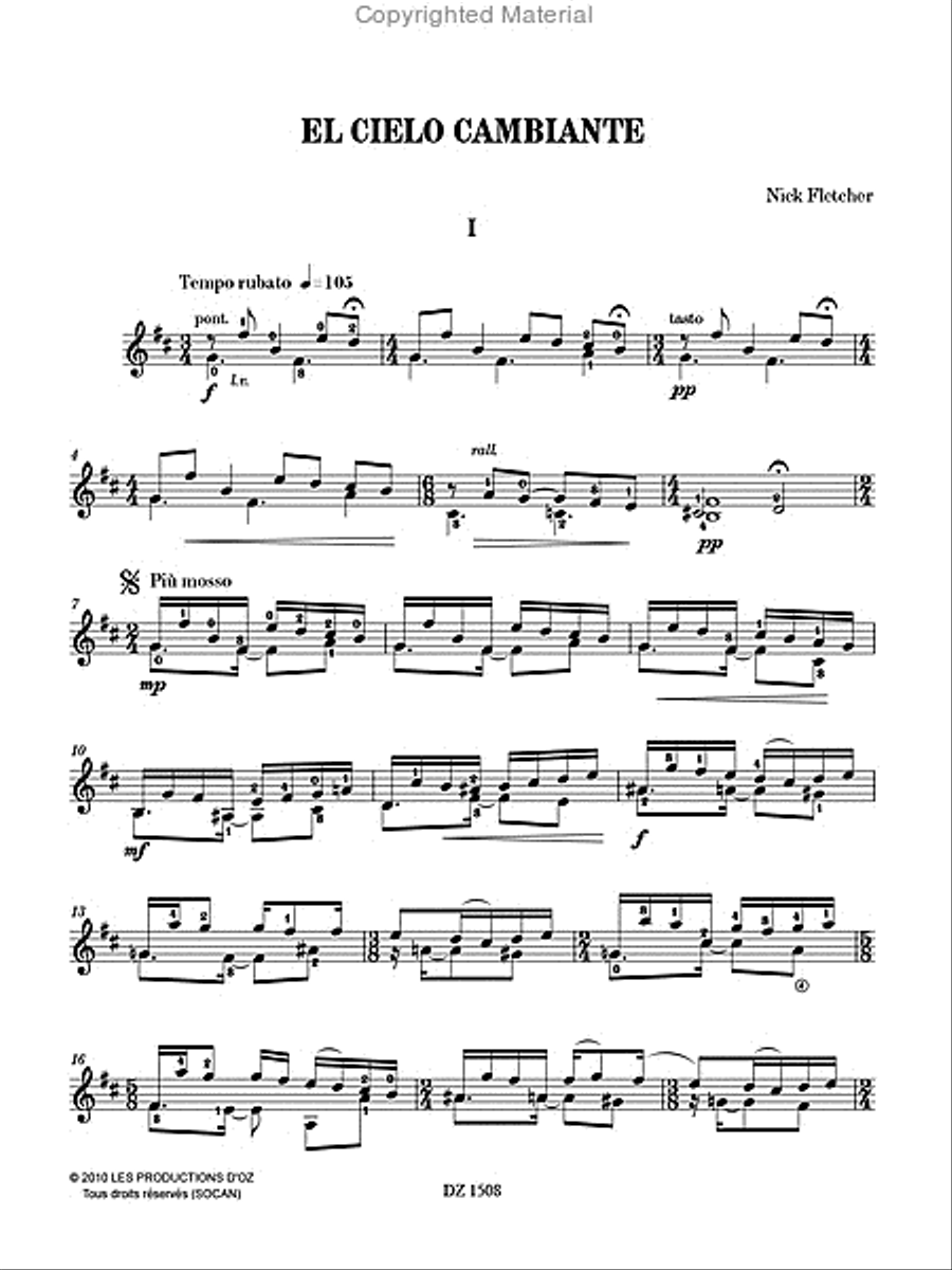El Cielo Cambiante Classical Guitar scores gallery preview page 2