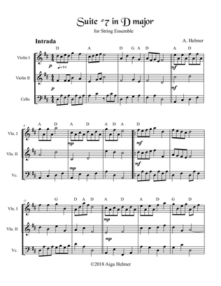 Suite #7 in D for String Ensemble - Score Only