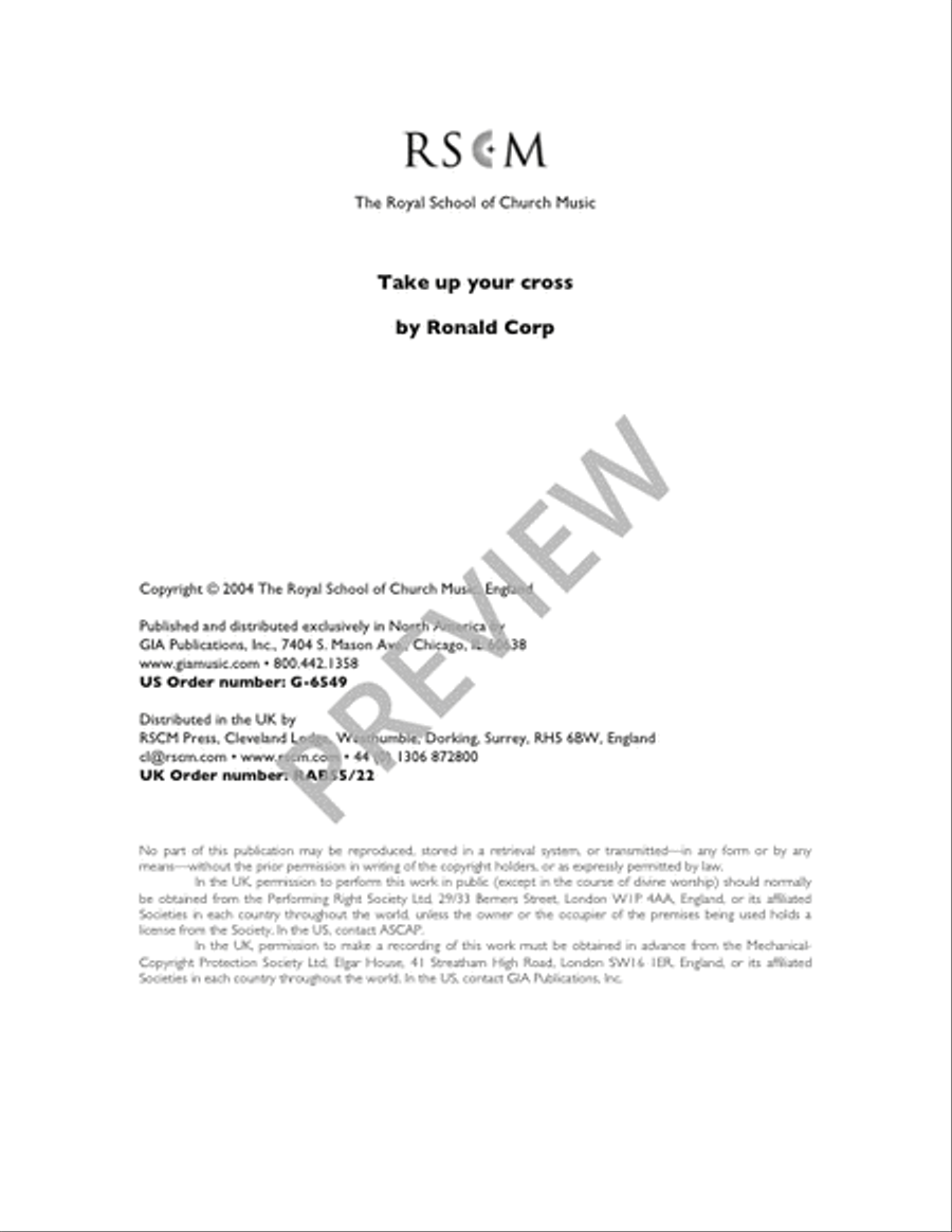 Take Up Your Cross 4-Part scores gallery preview page 2