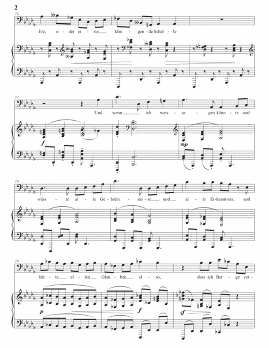 BRAHMS: Wenn ich mit Menschen und mit Engelzungen redete, Op. 121 no. 4 (transposed to D-flat major)