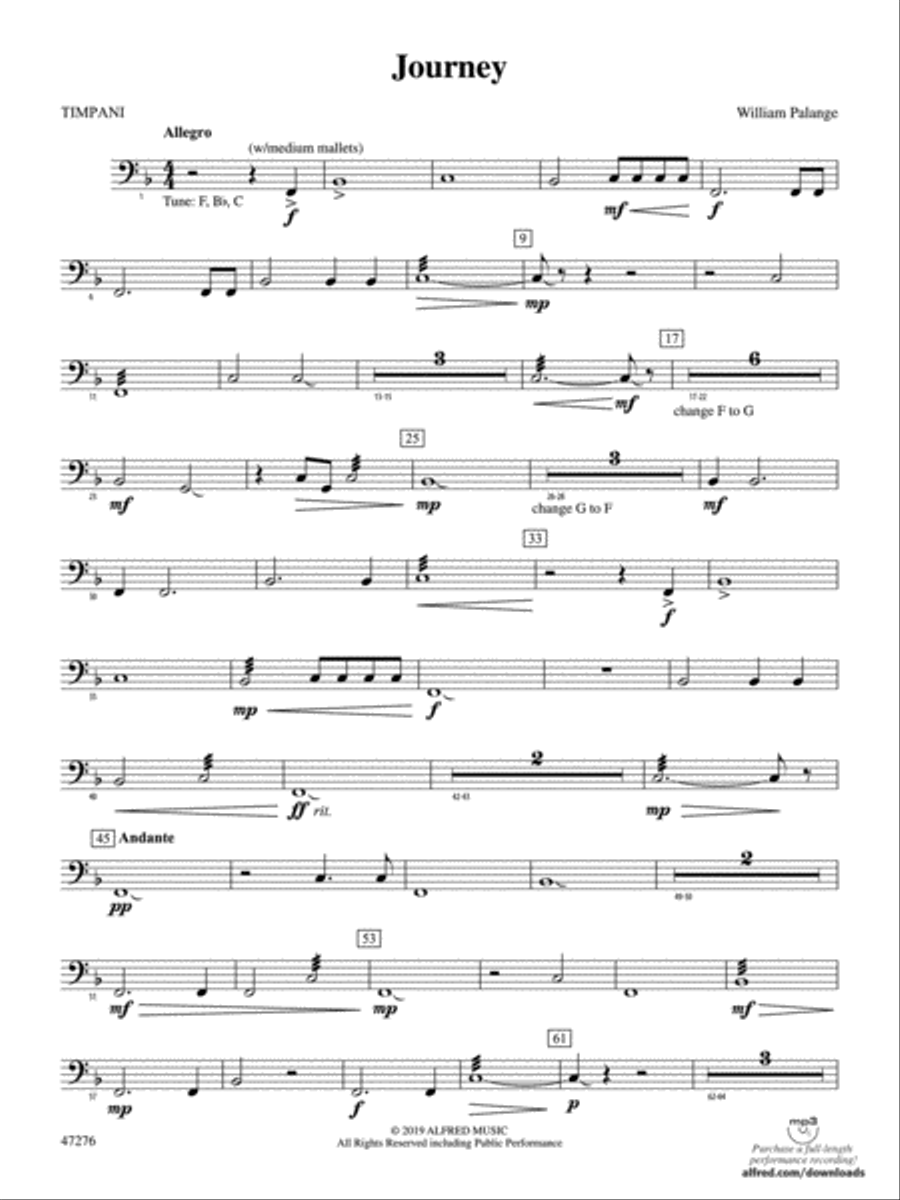 Journey: Timpani Journey: Timpani Concert Band scores gallery preview page 1