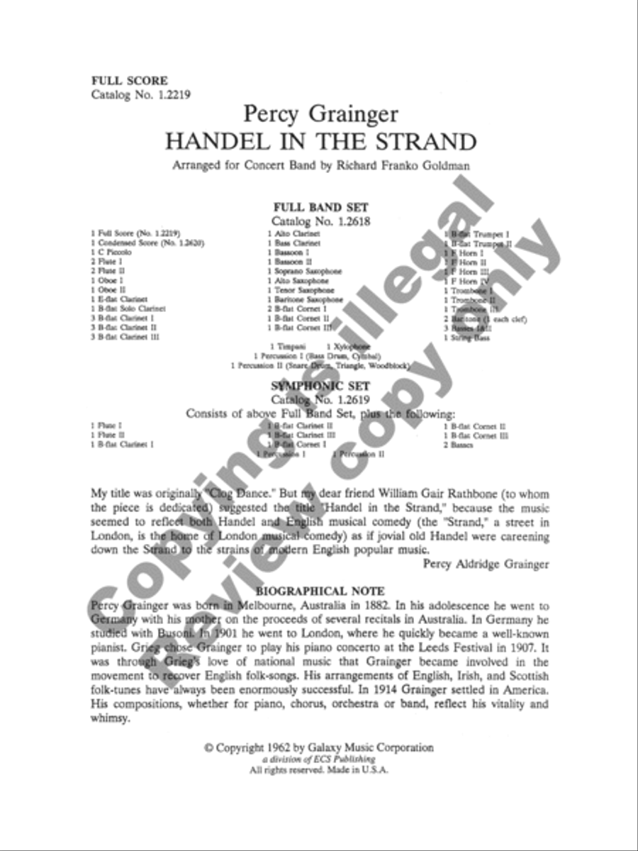 Handel in the Strand Concert Band scores gallery preview page 3