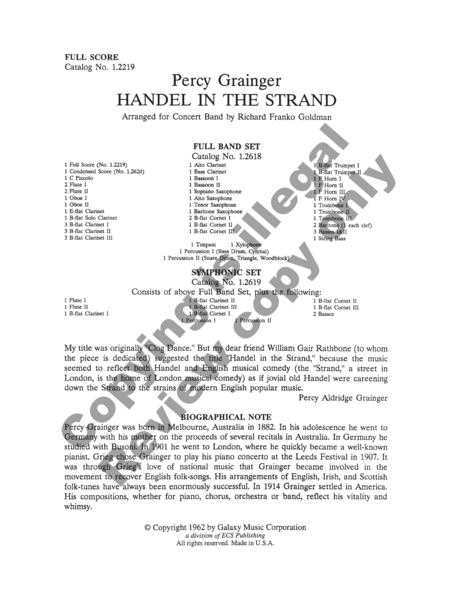 Handel in the Strand (Full Band Set and Score)