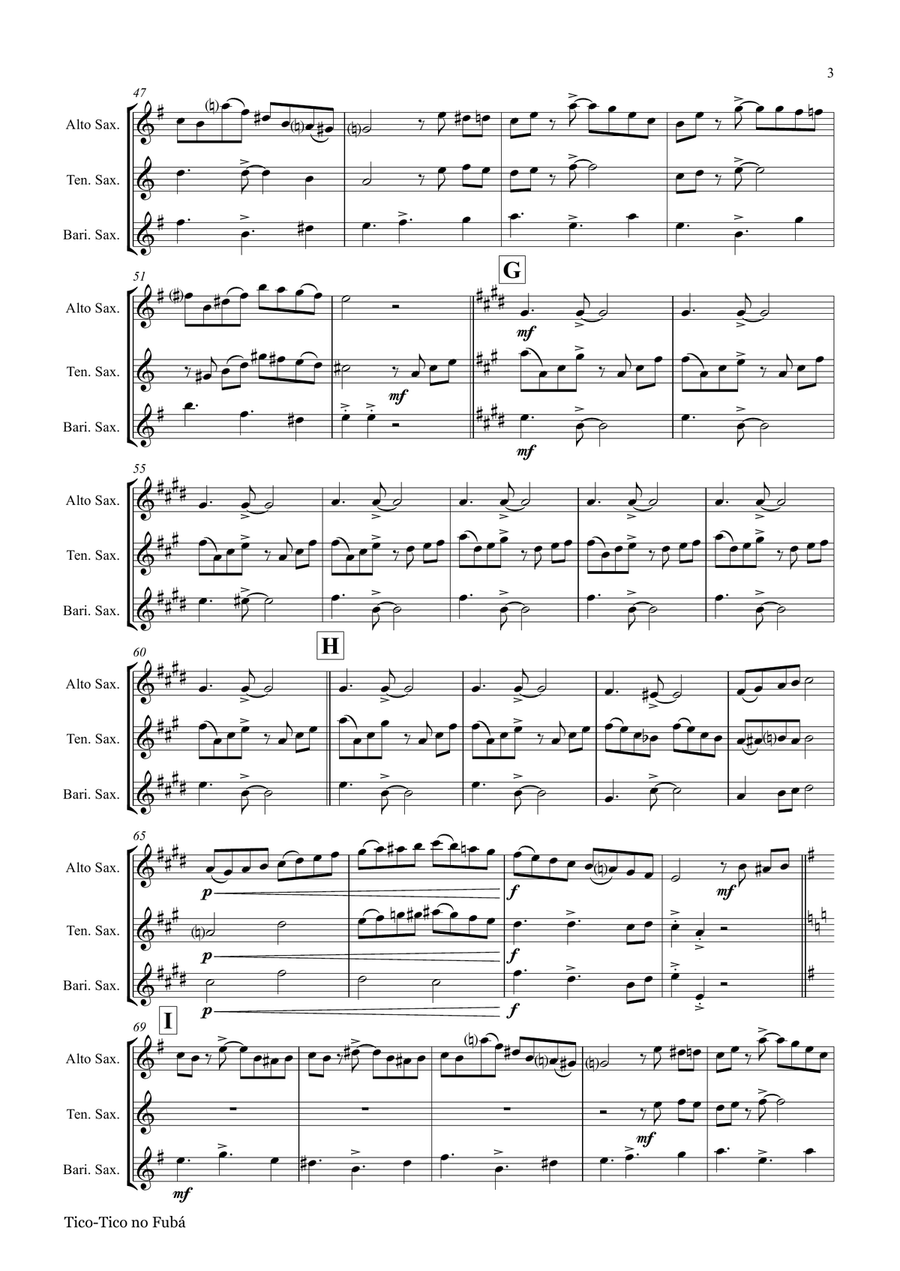 Tico-Tico no Fubá - Choro - Saxophone Trio Woodwind Trio scores gallery preview page 3