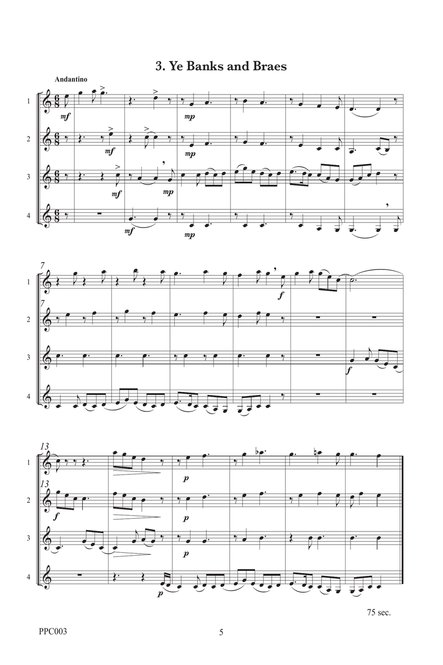 DALE: SONGS OF SCOTLAND Clarinet Quartet scores gallery preview page 5