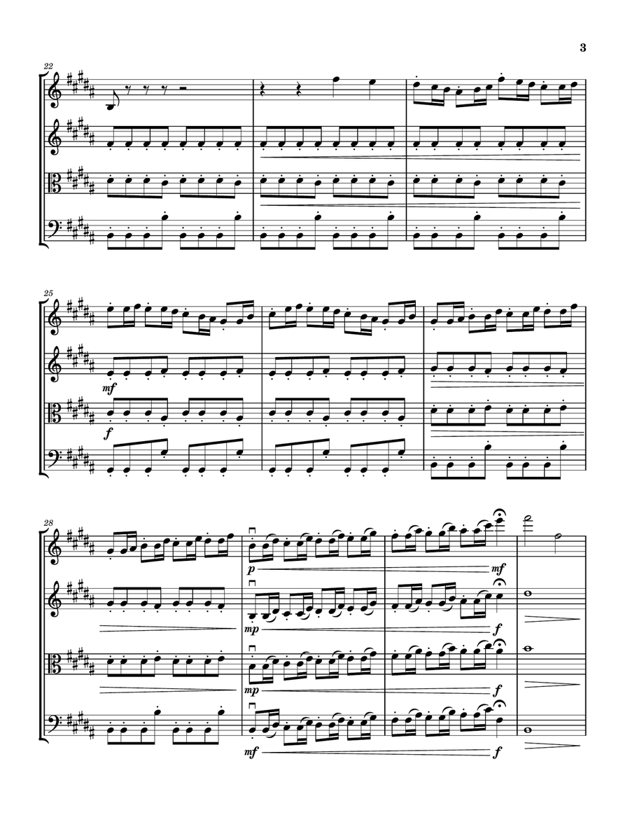 String Quartet No. 1 in B Major, Op. 13 String Quartet scores gallery preview page 3