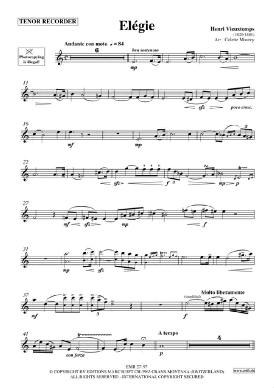 Elegie Tenor Recorder scores gallery preview page 2