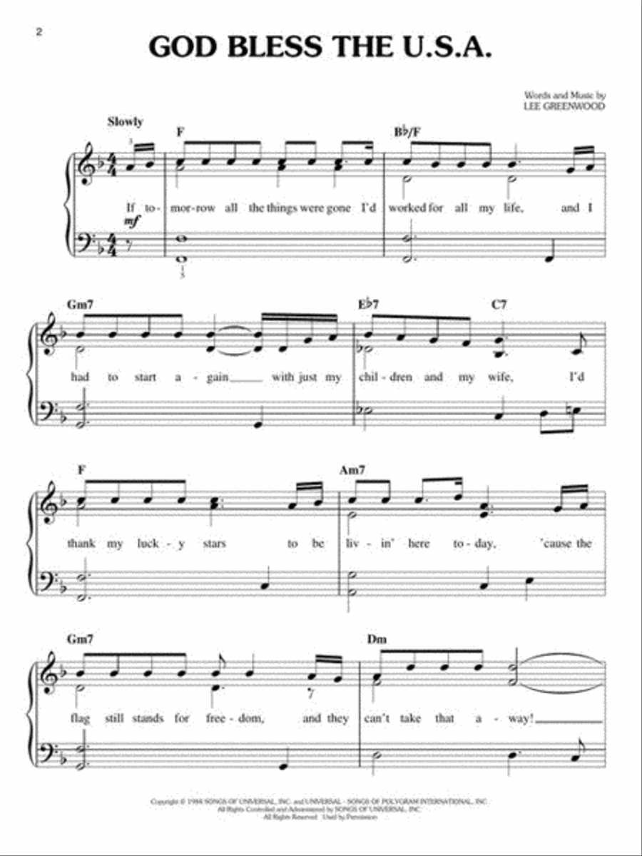 God Bless the U.S.A. Easy Piano scores gallery preview page 4