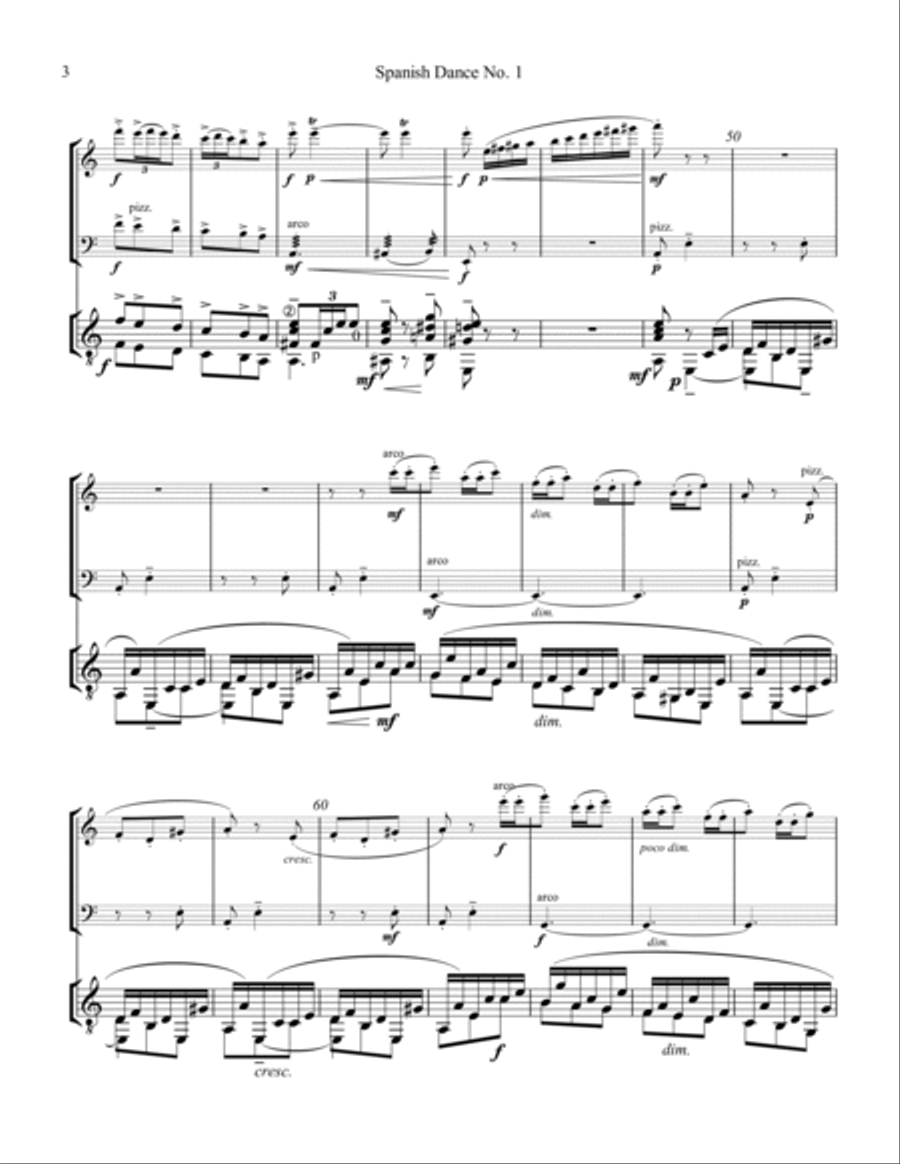 Spanish Dance No. 1, Danza from La vida breve for violin, cello and guitar Cello scores gallery preview page 4