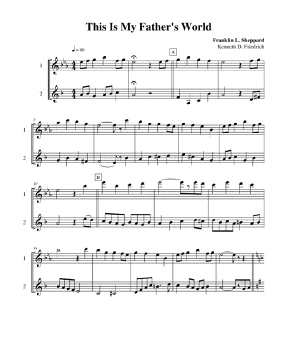 Ten Selected Hymns for the Performing Duet, Vol. 10 - flute and clarinet (bass clarinet) Woodwind Duet scores gallery preview page 5