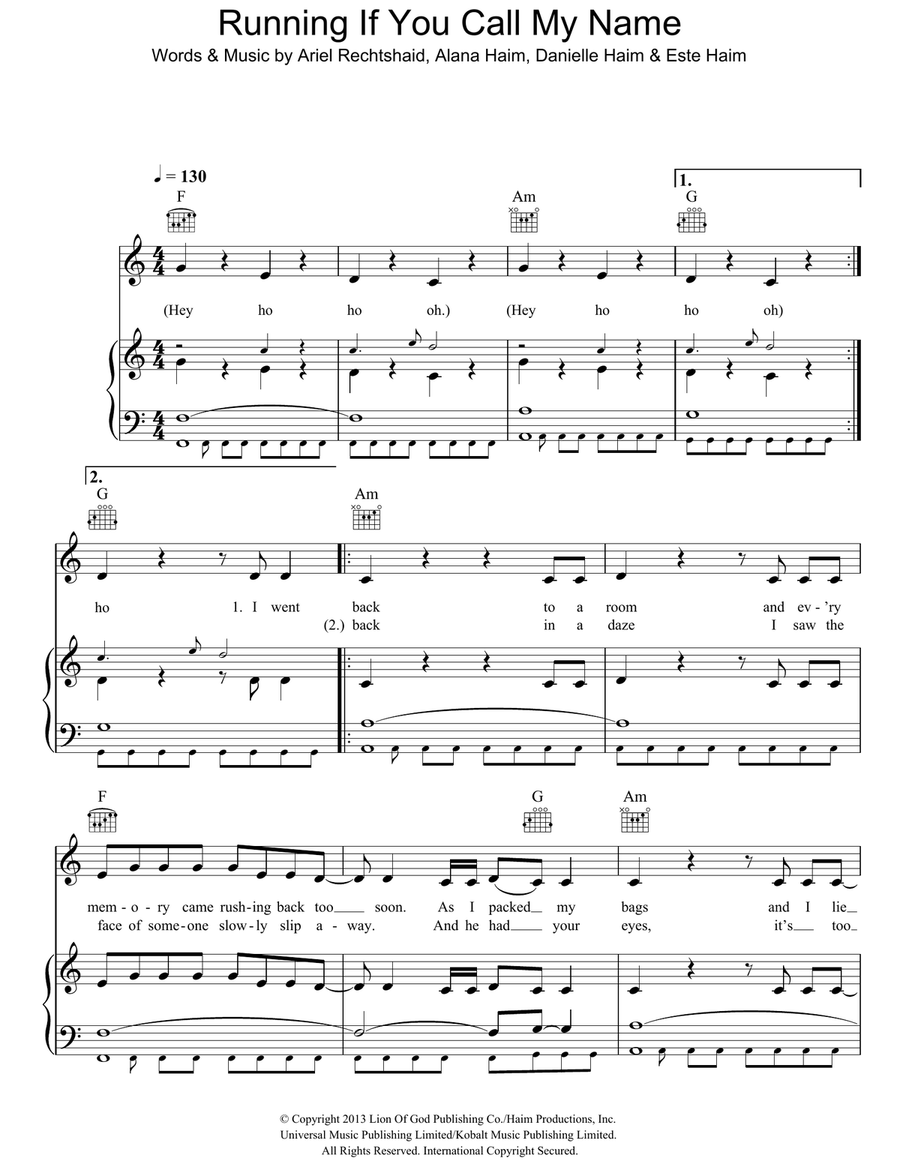 Running If You Call My Name Acoustic Guitar scores gallery preview page 1