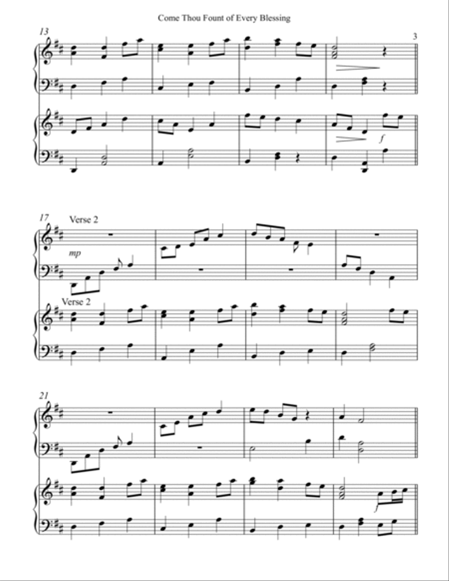 Come Thou Fount of Every Blessing, Harp Duet Celtic Harp scores gallery preview page 3