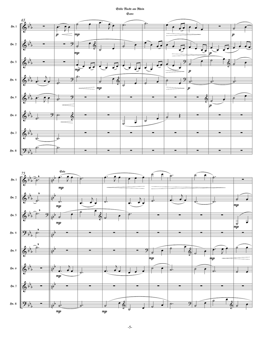 Stille Nacht am Rhein fur 8 Horner Horn scores gallery preview page 5