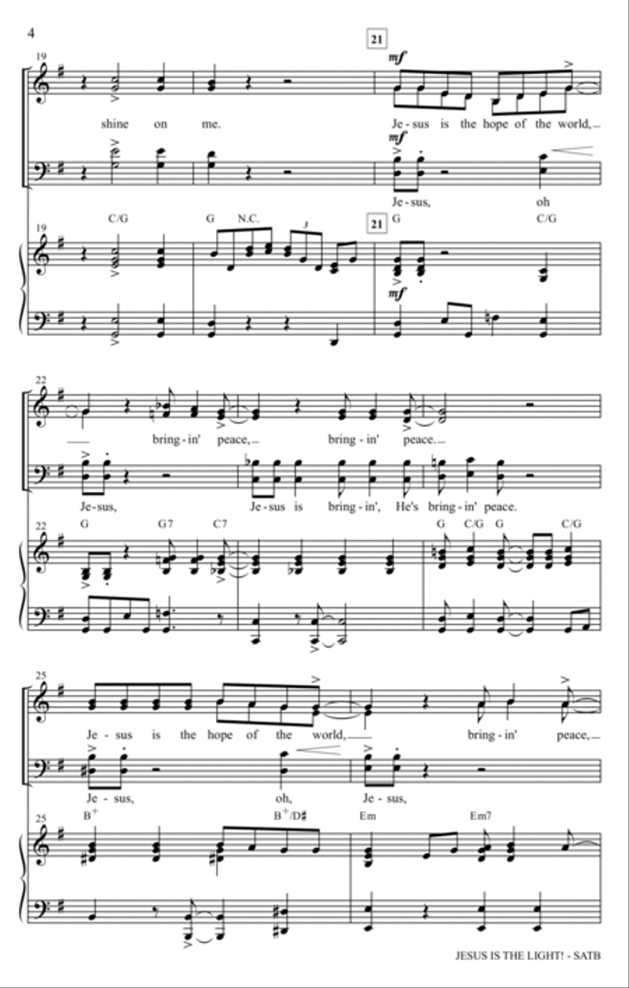 Jesus Is The Light! Jesus Is The Light! 4-Part scores gallery preview page 3