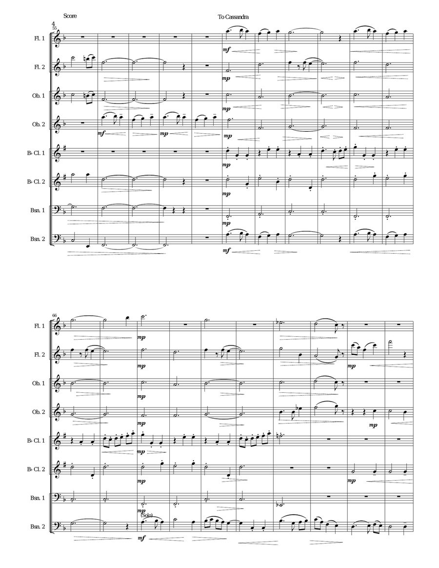 To Cassandra for wind octet Woodwind Ensemble scores gallery preview page 4