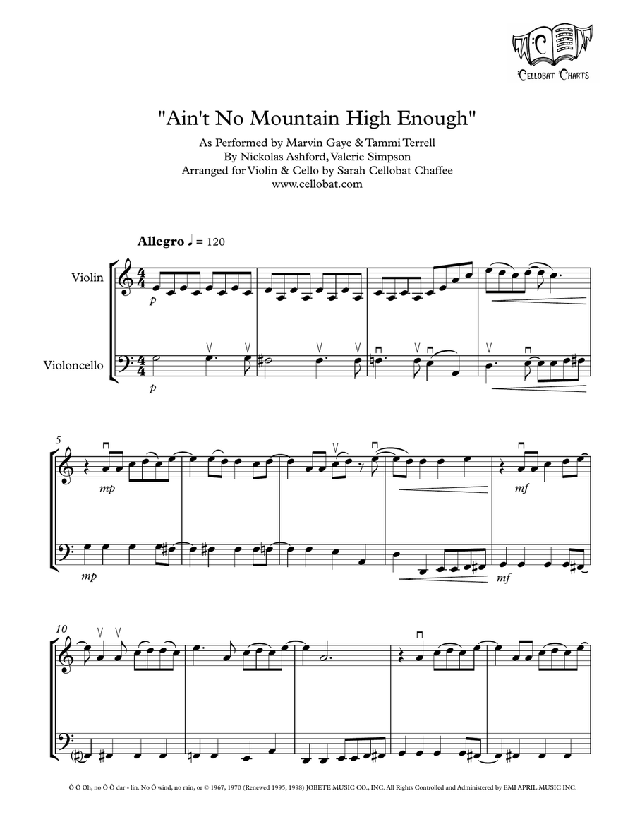 Ain't No Mountain High Enough String Duet scores gallery preview page 1