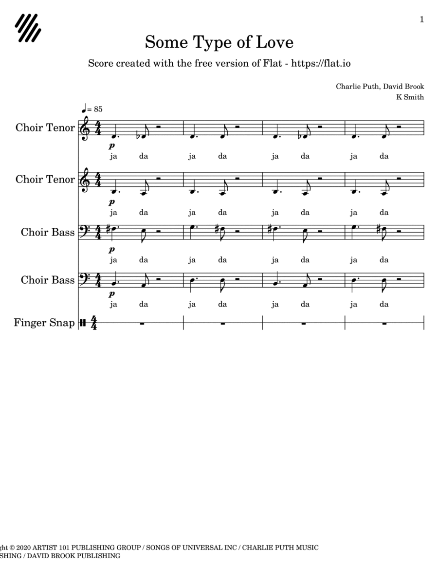 Some Type Of Love TTBB scores gallery preview page 1