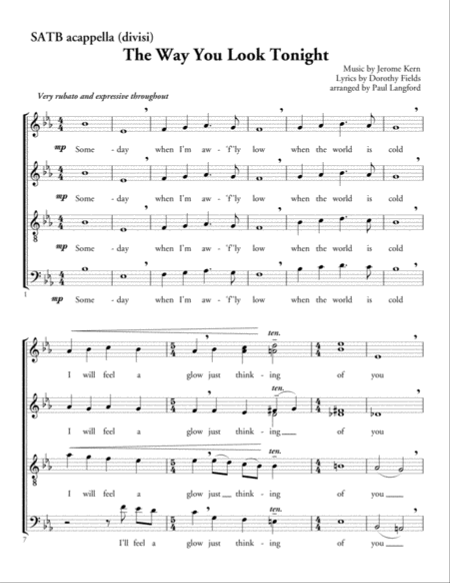 The Way You Look Tonight 4-Part scores gallery preview page 1