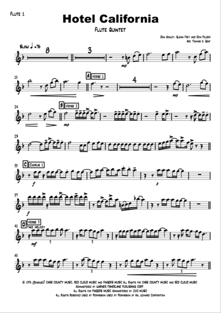 Hotel California Woodwind Ensemble scores gallery preview page 6