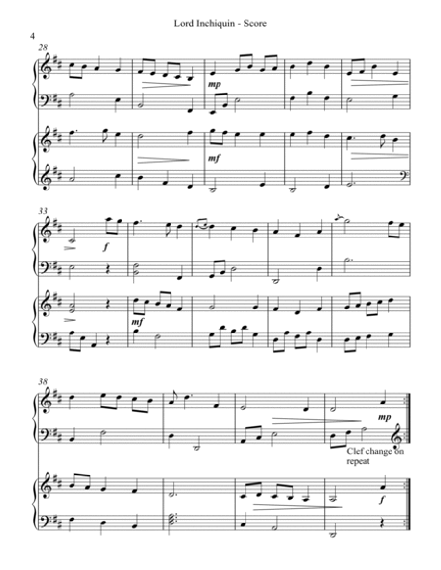 Lord Inchiquin, Harp Duet Celtic Harp scores gallery preview page 4