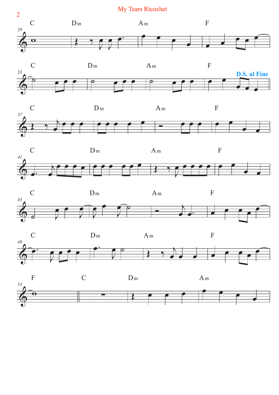 My Tears Ricochet Flute Solo scores gallery preview page 2