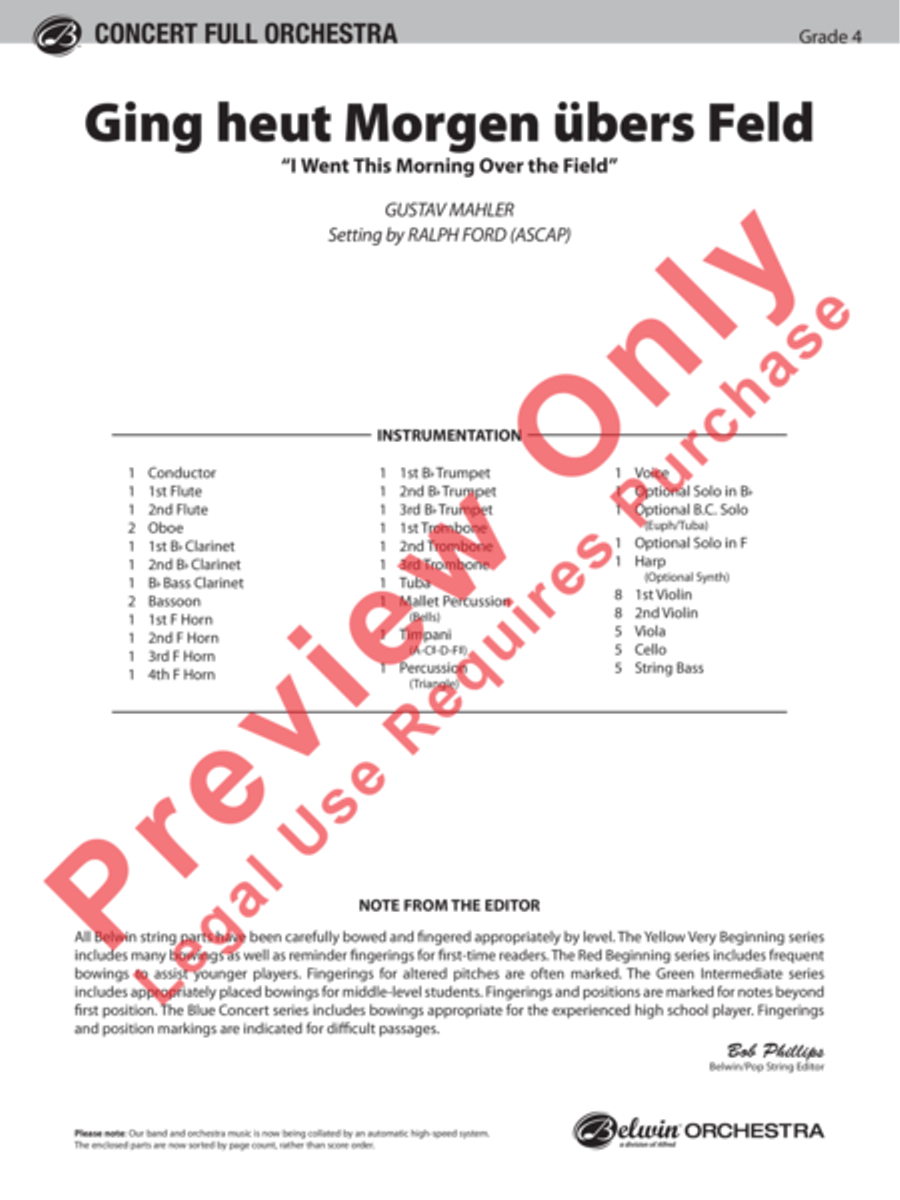 Ging heut Morgen übers Feld Full Orchestra scores gallery preview page 2