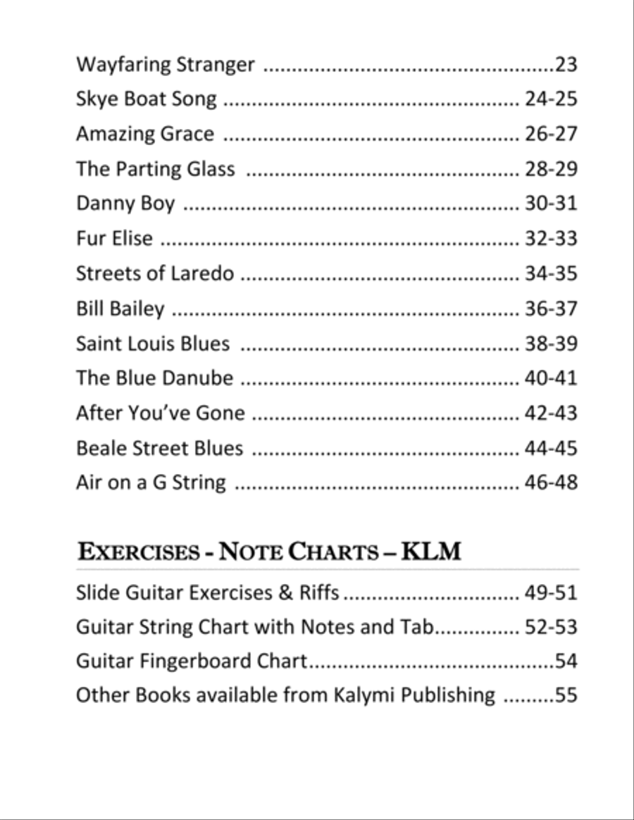 Slide Guitar Collection - 25 Great Tunes for 6 String Standard Tuning Acoustic Guitar scores gallery preview page 4