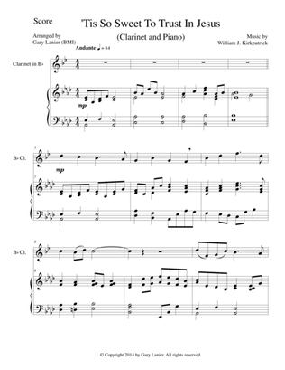 'TIS SO SWEET TO TRUST IN JESUS (Bb Clarinet/Piano and Clarinet Part)