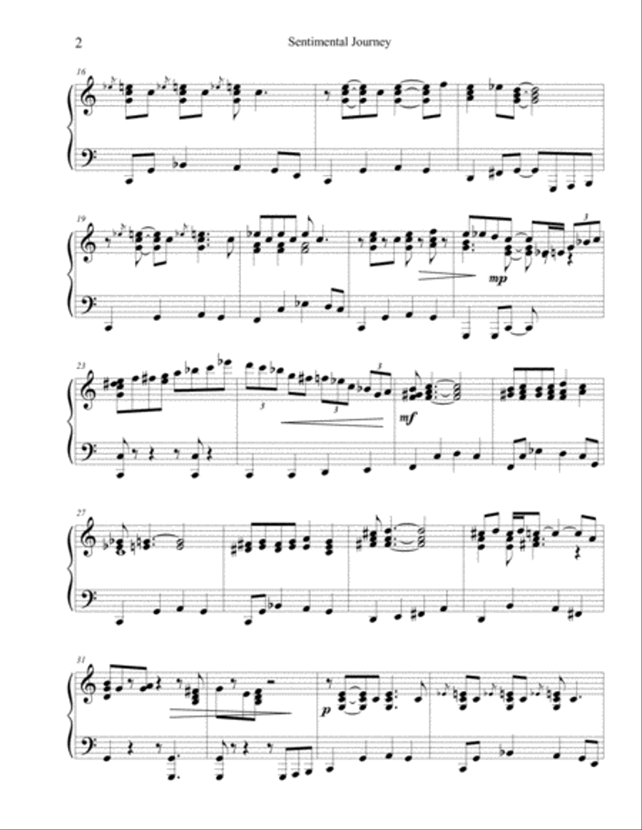 Sentimental Journey Piano Solo scores gallery preview page 2