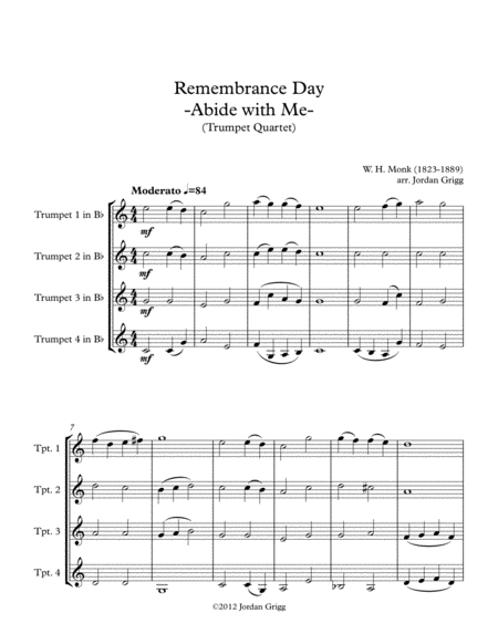 Remembrance Day 'Abide with Me' (Trumpet Quartet) image number null