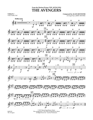 Book cover for The Avengers (Main Theme) (arr. Larry Moore) - Violin 3 (Viola Treble Clef)