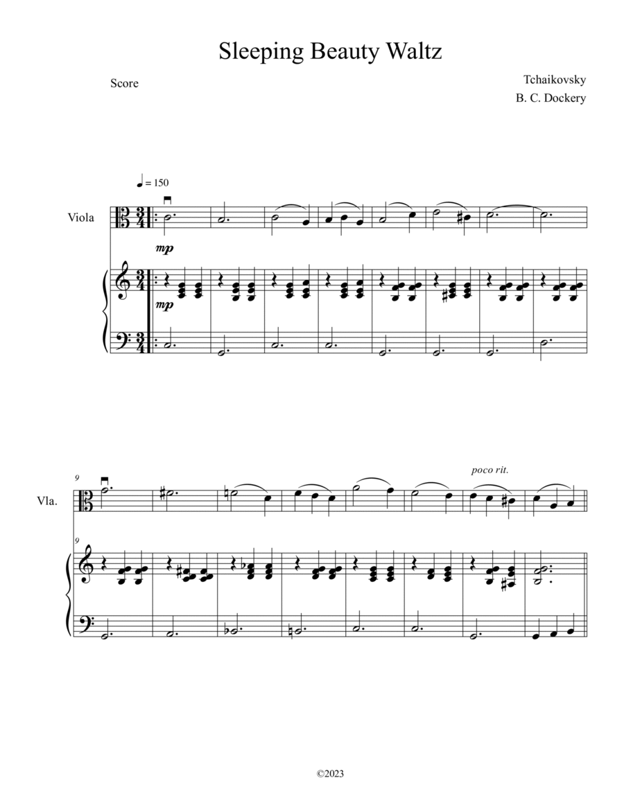 Sleeping Beauty Waltz (Viola Solo with Piano Accompaniment) Piano scores gallery preview page 1