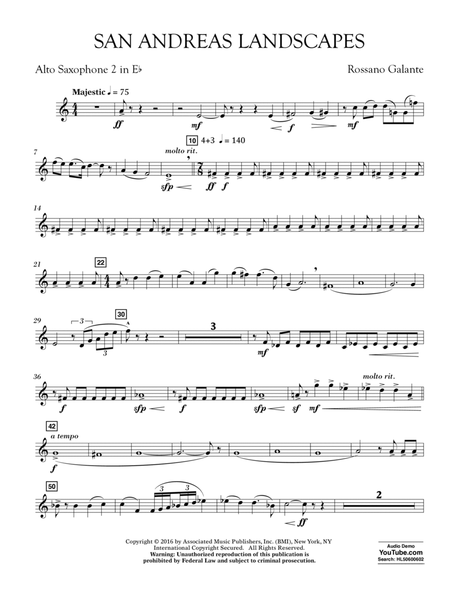San Andreas Landscapes - Eb Alto Saxophone 2 Alto Saxophone scores gallery preview page 1
