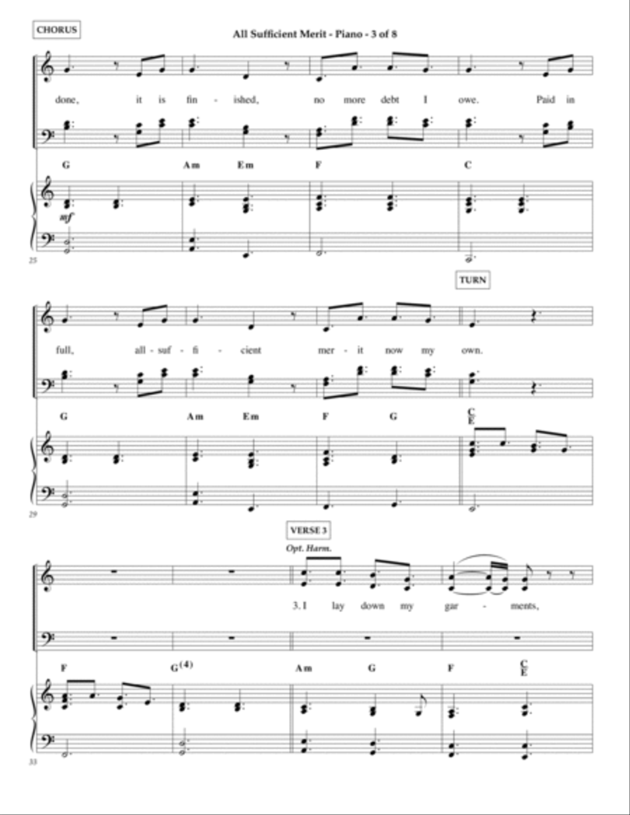 All Sufficient Merit Piano Vocal Guitar Digital Sheet Music