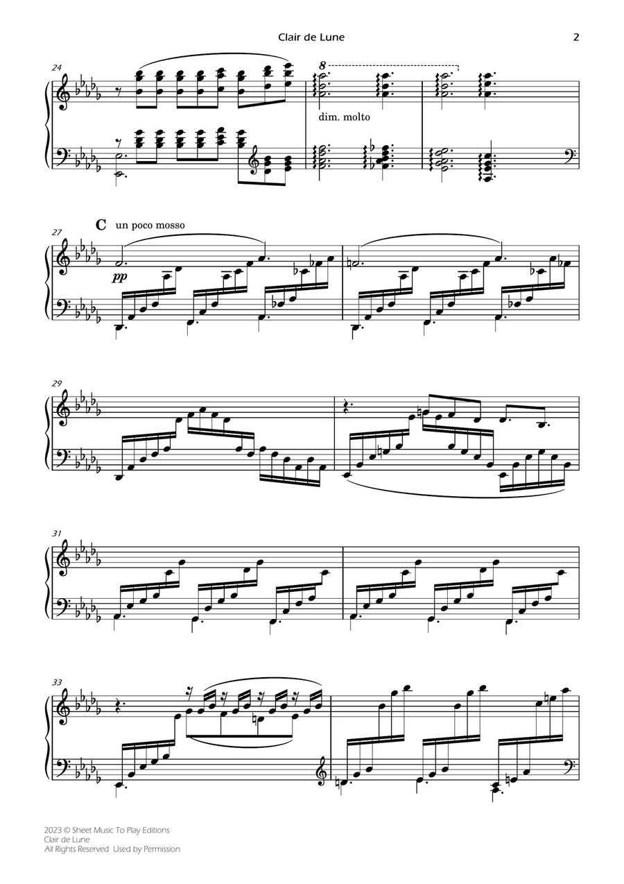 Clair de Lune by Debussy - Flute and Piano (Individual Parts) Flute scores gallery preview page 4