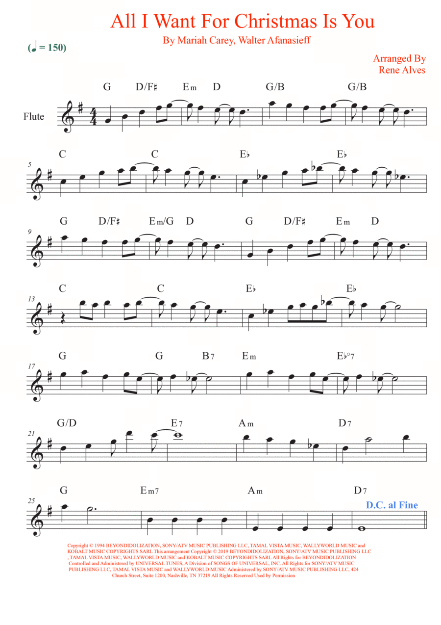 All I Want For Christmas Is You Flute Solo scores gallery preview page 1
