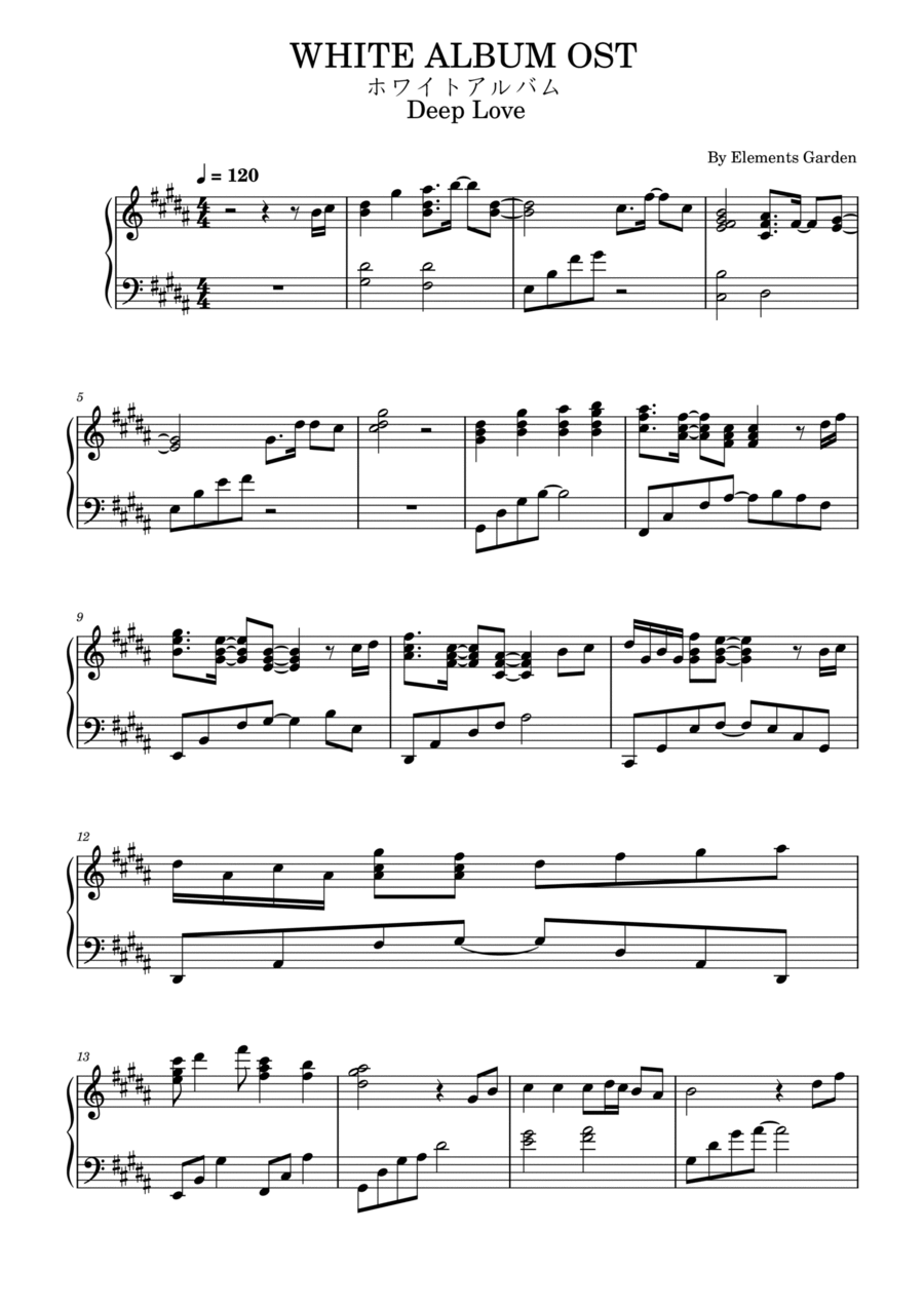 White Album Piano Solo scores gallery preview page 1