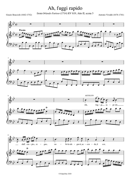 Ah fuggi rapido (Vocal score/Piano reduction)