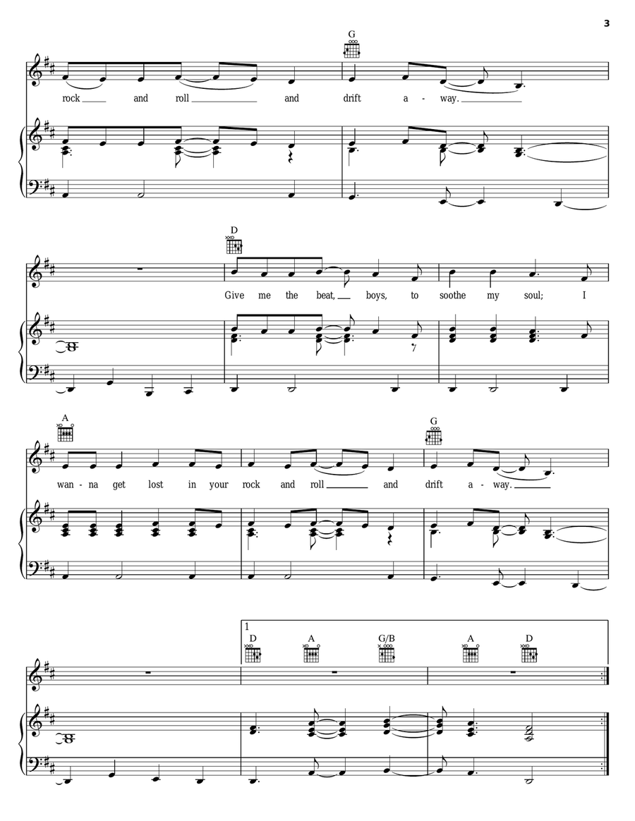 Drift Away Drift Away Piano, Vocal, Guitar scores gallery preview page 3