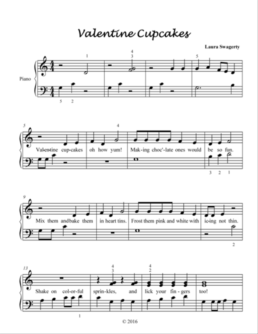 Valentine Cupcakes Easy Piano scores gallery preview page 1