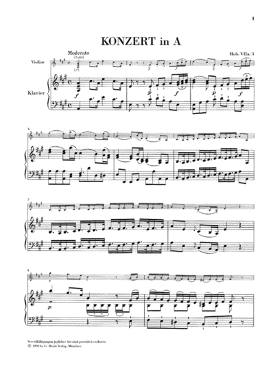 Concerto for Violin and Orchestra in A Major Hob. VIIa:3 Violin Solo scores gallery preview page 2