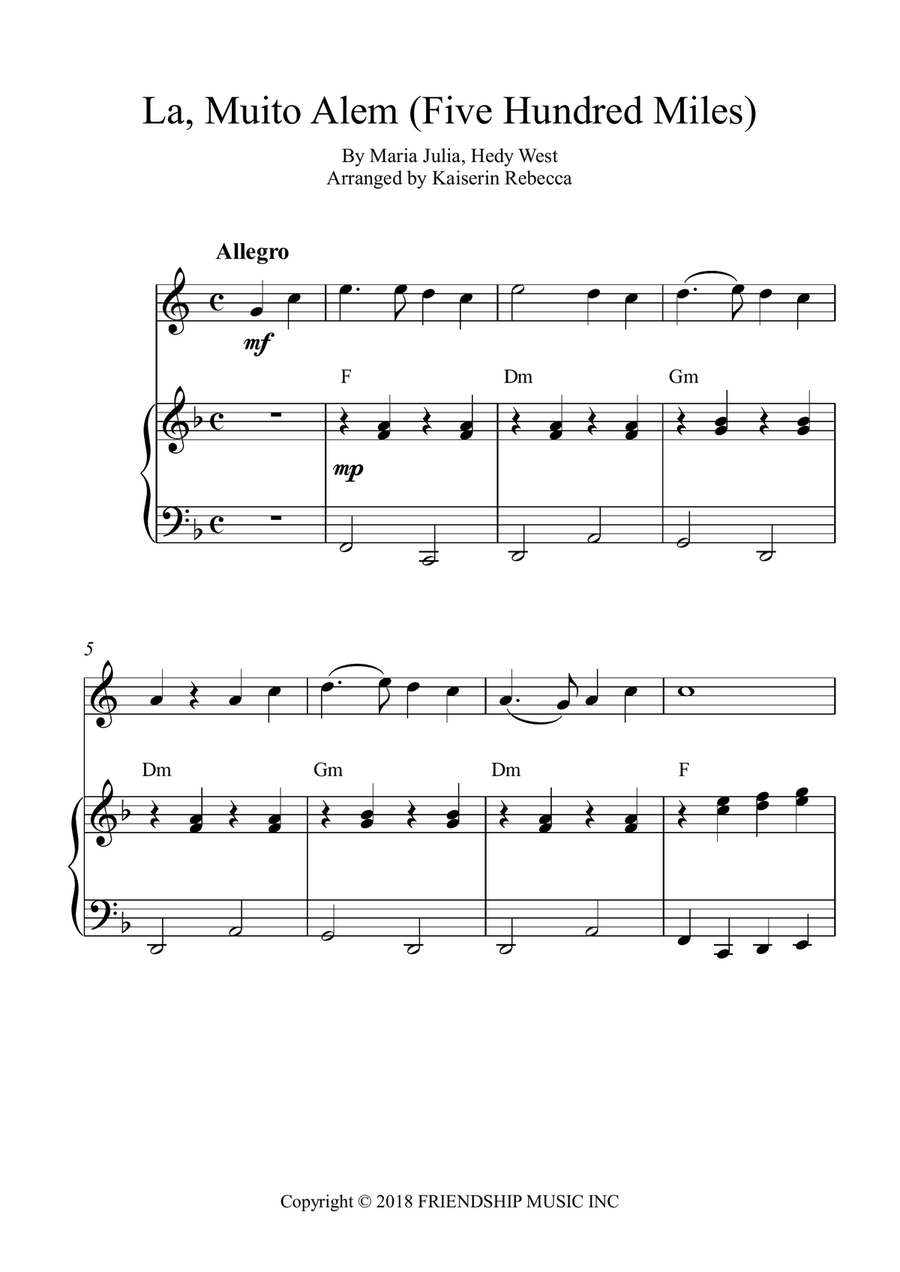 La, Muito Alem (Five Hundred Miles) English Horn scores gallery preview page 1