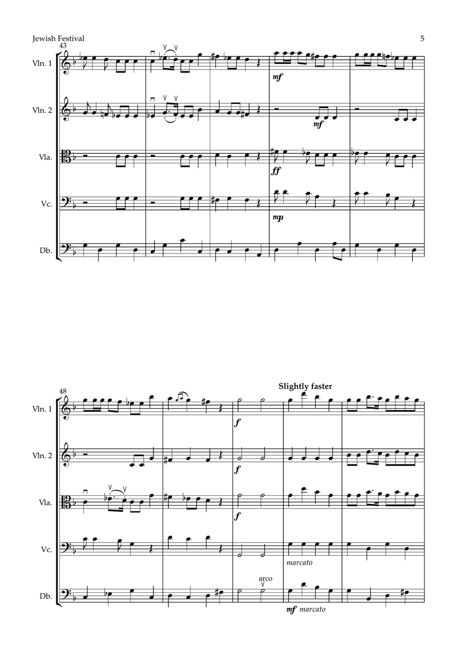 Jewish Festival (for String Orchestra/Quintet) String Orchestra scores gallery preview page 5