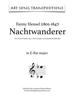 Book cover for HENSEL: Nachtwanderer, Op. 7 no. 1 (transposed to E-flat major)