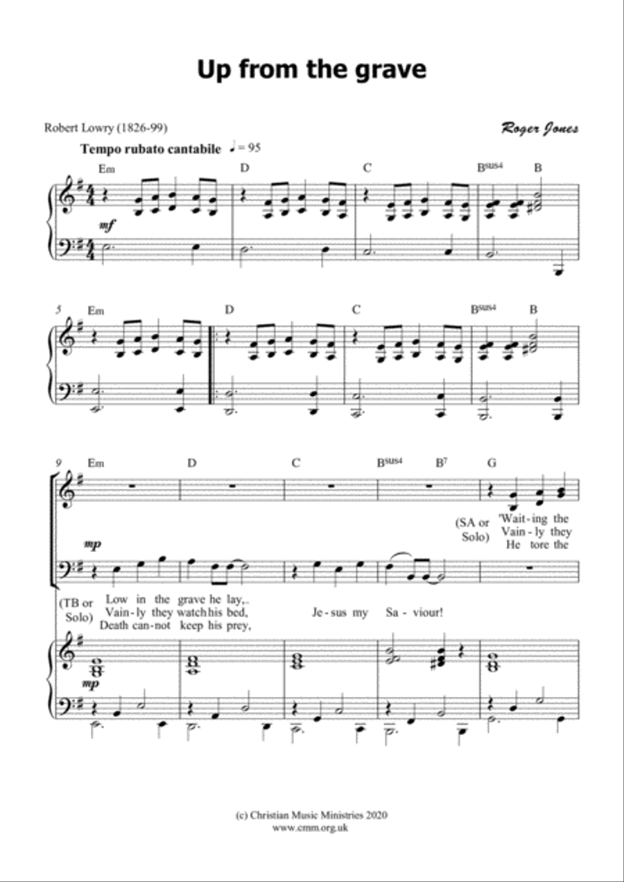 Up from the Grave (Low in the grave he lay) 3-Part scores gallery preview page 2