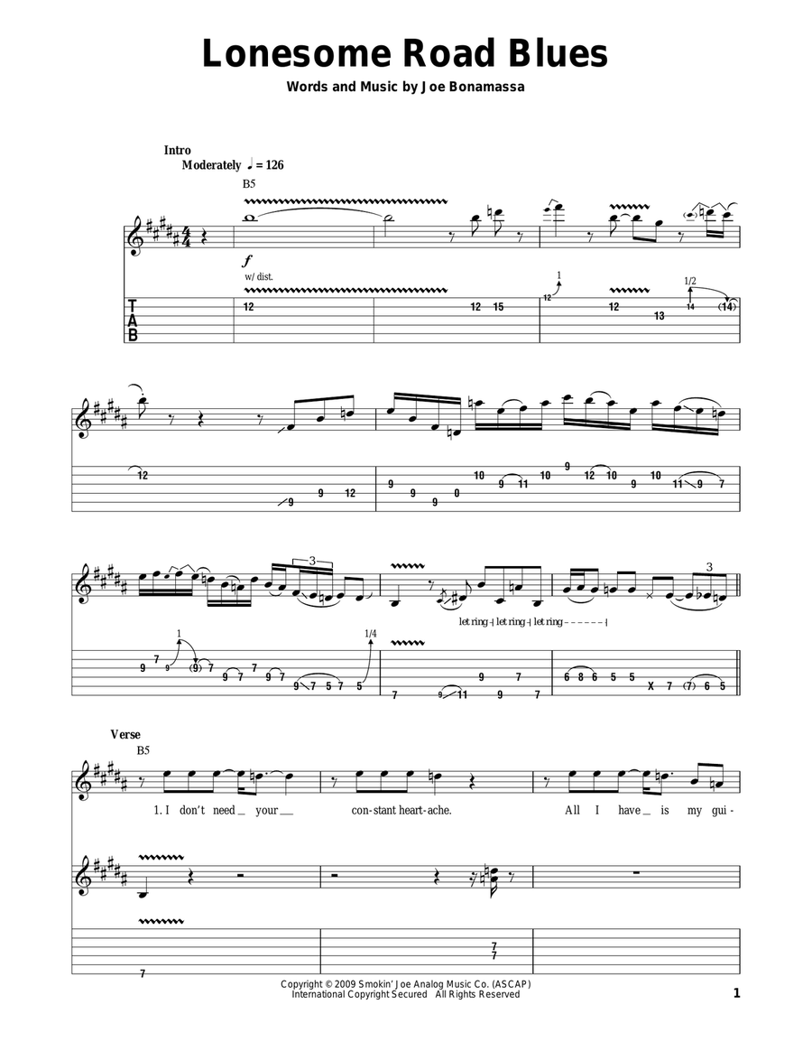 Lonesome Road Blues Lonesome Road Blues Acoustic Guitar scores gallery preview page 1