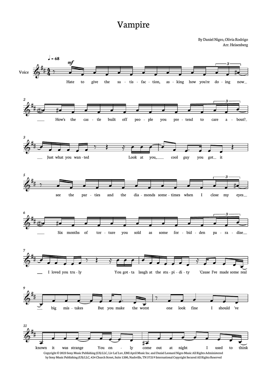 Vampire Piano scores gallery preview page 1