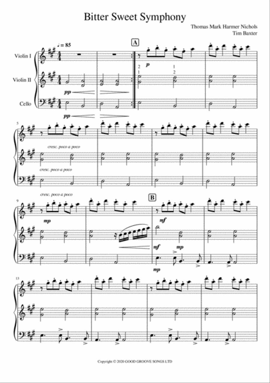 Bittersweet Symphony String Trio scores gallery preview page 2